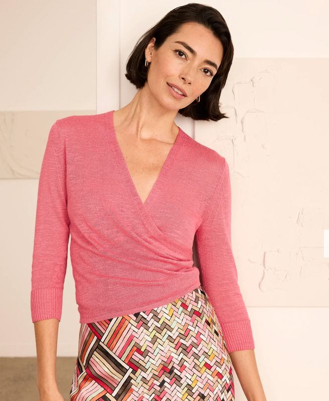 Nic + Zoe Slub Knit 4-Way Cardi Raspberry