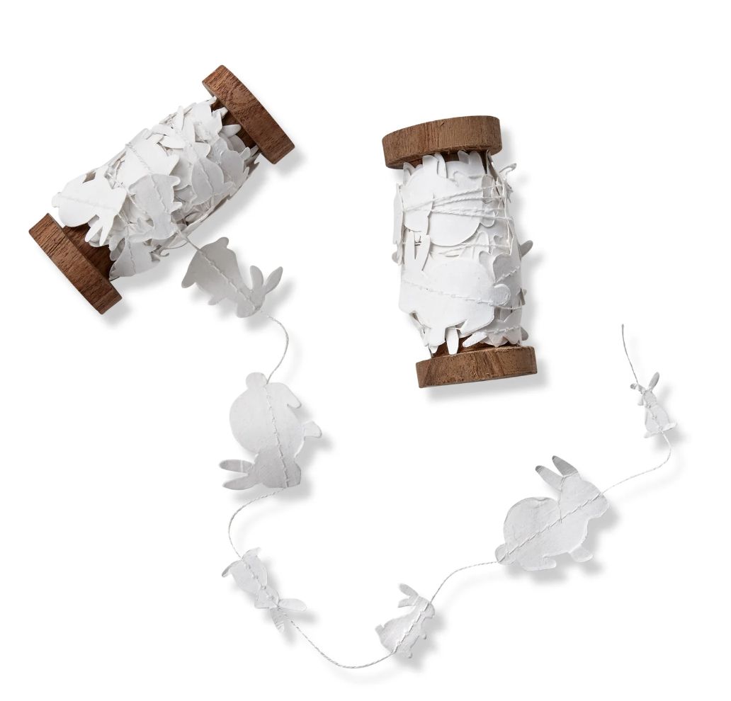 Bunnies Paper Garland On Wood Spool