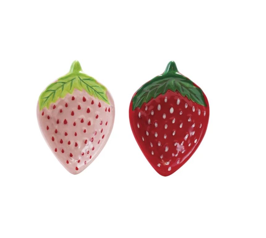 Hand-Painted Ceramic Strawberry Shaped Dish