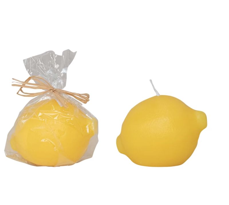 Unscented Lemon Shaped Candle, Yellow