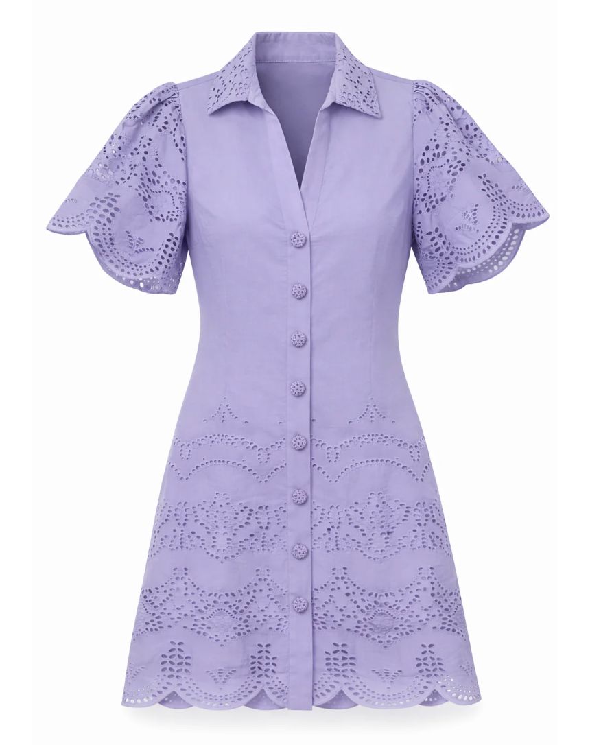 Anna Cate Polly Shortsleeve Dress Lilac Eyelet