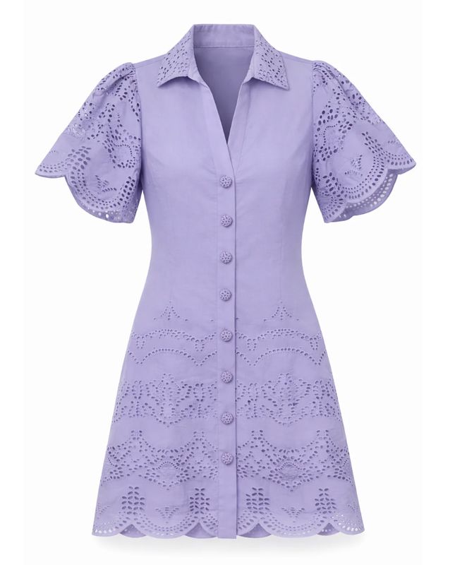 Anna Cate Polly Shortsleeve Dress Lilac Eyelet