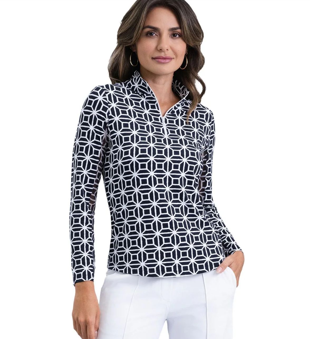 Ibkul Carolyn Black Longsleeve Mock