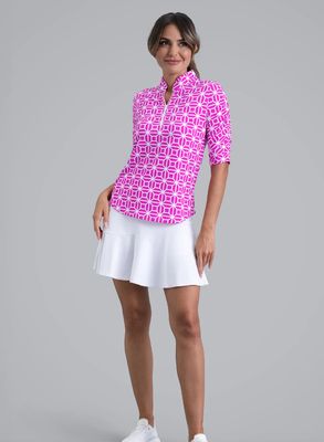 Ibkul Carolyn Pink Ruched Elbow Top