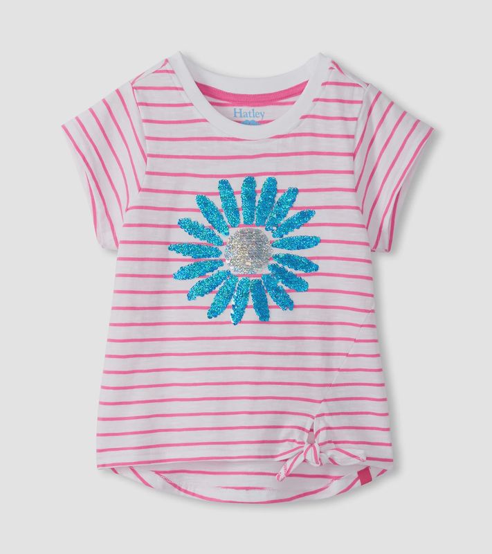 Hatley Radiant Flower Striped Tie Front Tee