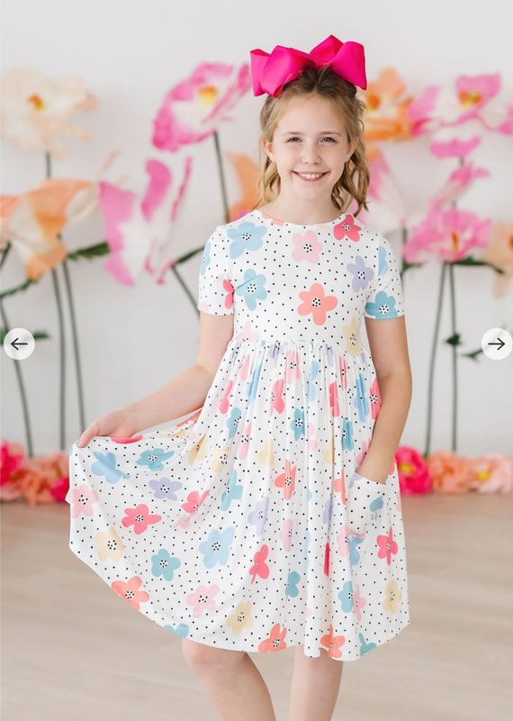 Mila & Rose Dots & Daisies Pocket Twirl Dress