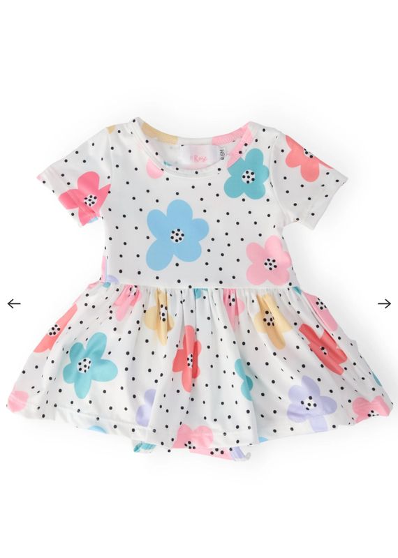 Mila & Rose Dots & Daisies Twirl Bodysuit Dress