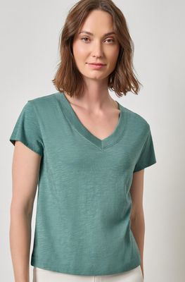 Lilla P Relaxed Short Sleeve V-Neck Tee : Eucalyptus