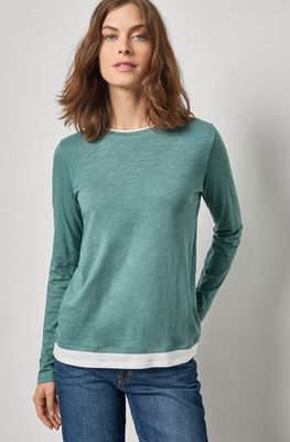 Lilla P Paneled Hem Long Sleeve Crew : Eucalyptus