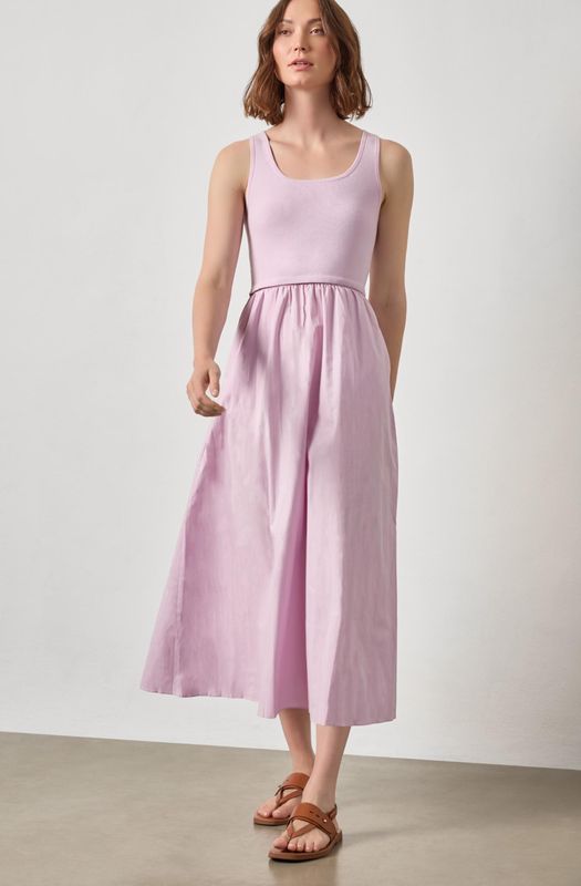 Lilla P Mixed Media Scoop Neck Dress : Lavender