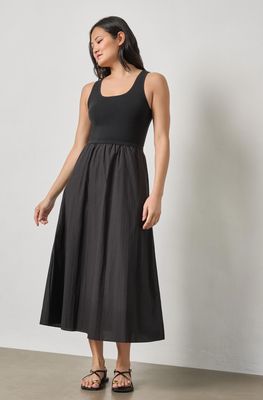 Lilla P Mixed Media Scoop Neck Dress : Black Lilla P Mixed Media Scoop Neck Dress : Black