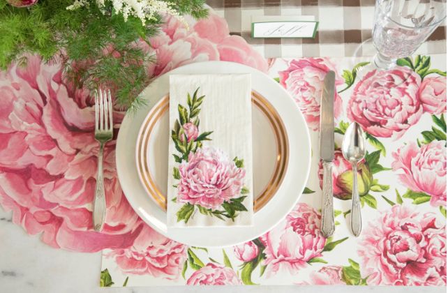 Hester & Cook Peony Guest Napkin
