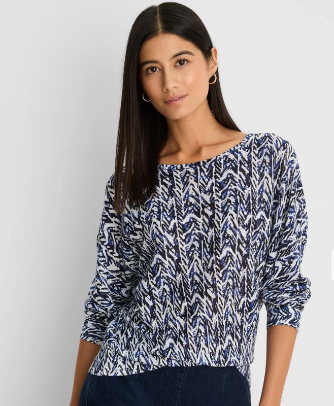 Nic + Zoe Indigo Crosshatch Sweater