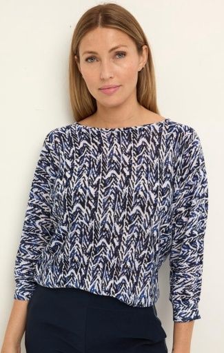 Nic + Zoe Indigo Crosshatch Sweater, Size: XS
