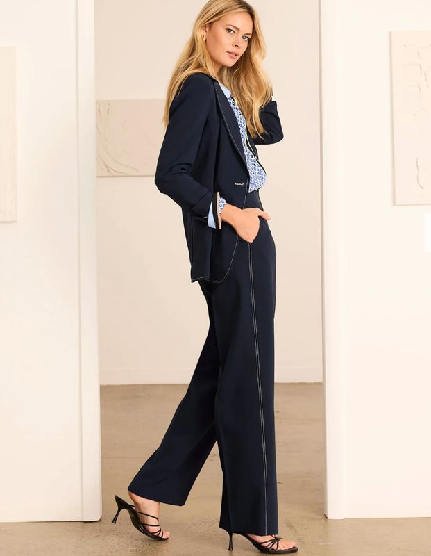 Nic + Zoe 31" Lenox Wide Leg Accent Stitch Pant Indigo