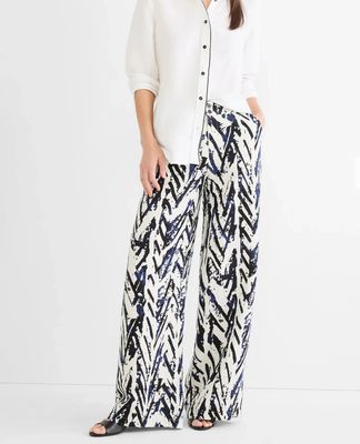 Nic + Zoe 31" Indigo Crosshatch Linen Wide Leg Pant