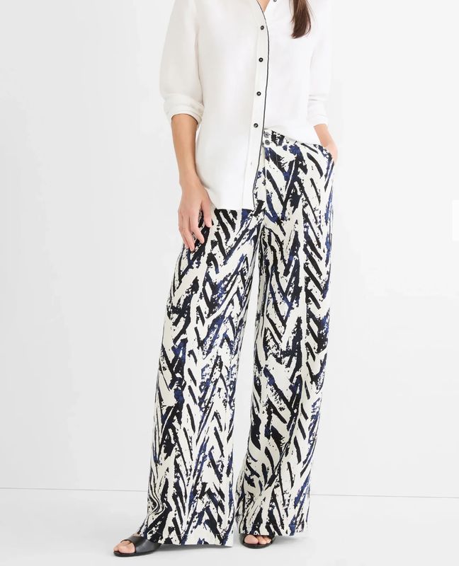 Nic + Zoe 31" Indigo Crosshatch Linen Wide Leg Pant