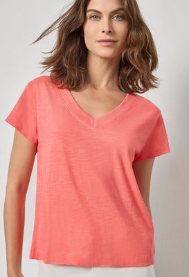 Lilla P Relaxed Short Sleeve V-Neck Tee : Sunkist