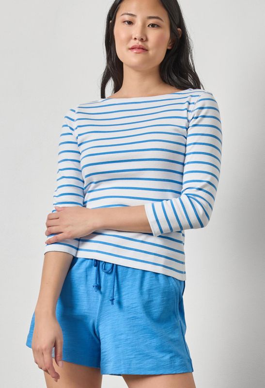 Lilla P Rib Stripe 3/4 Boatneck : Regatta Stripe