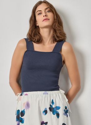 Lilla P Wide Strap Knit Tank : Navy