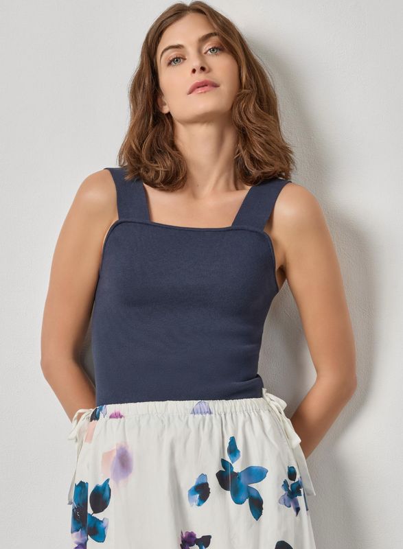 Lilla P Wide Strap Knit Tank : Navy