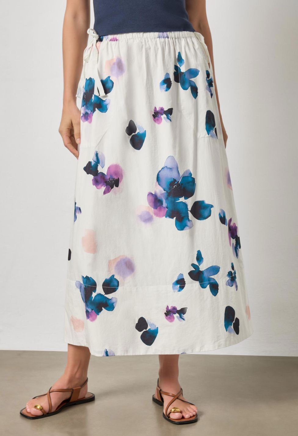 Lilla P A-Line Maxi Skirt : Orchid Print