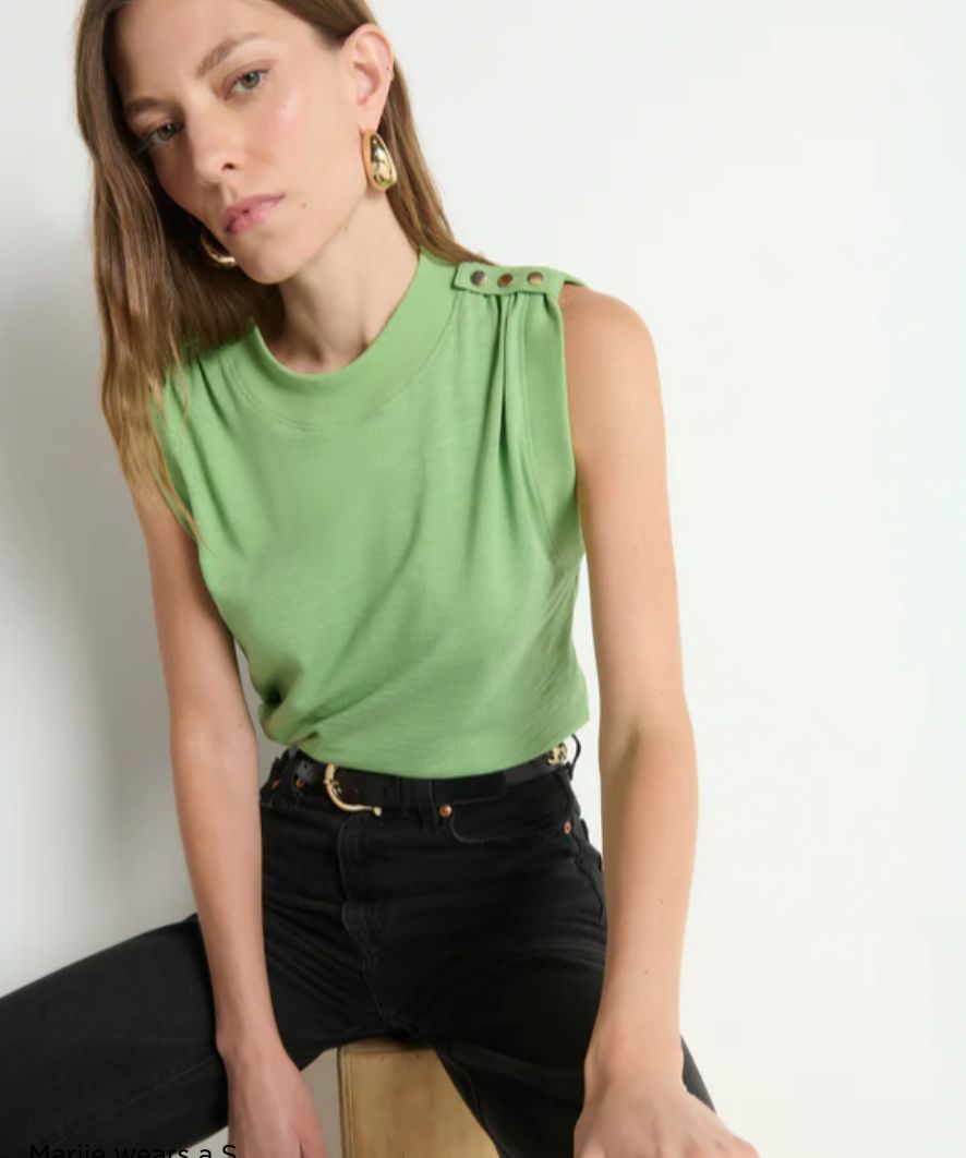 Mikka Buttoned Shoulder Tank Catcus