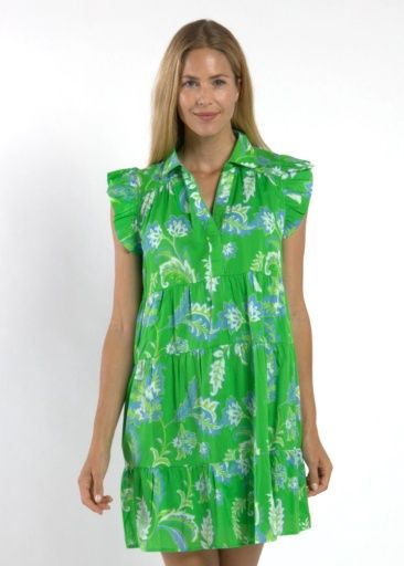 Jude Alanna Feathered Floral Dress, Colour: FEATHERED FLORAL GRASS, Size: XS