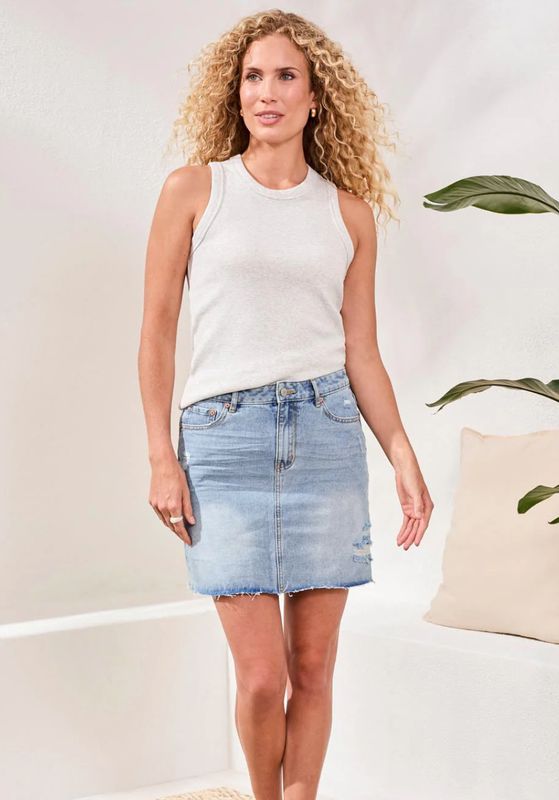 Tribal Brooke Hugging Denim Skirt East Coast