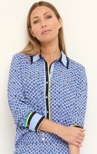 Nic + Zoe Mosaic Trimmed Shirt, Size: XS