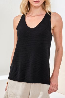 Tribal Sleeveless Sweater Tank Black