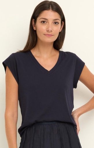 Nic + Zoe Cap Sleeve Supima Cotton Tank, Colour: Dark Indigo, Size: XS