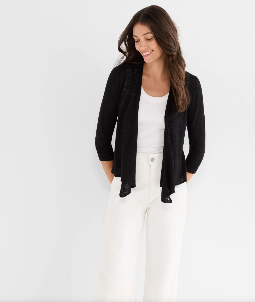Nic + Zoe Slub Knit 4-Way Cardi Black