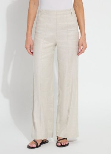 Lysse Gabriela Linen Hi-Waist Pintuck Wide Leg Pant Flax Linen, Size: XS