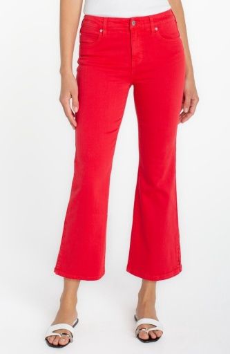 Liverpool Hannah Cropped Flare Cherry Red, Size: 2
