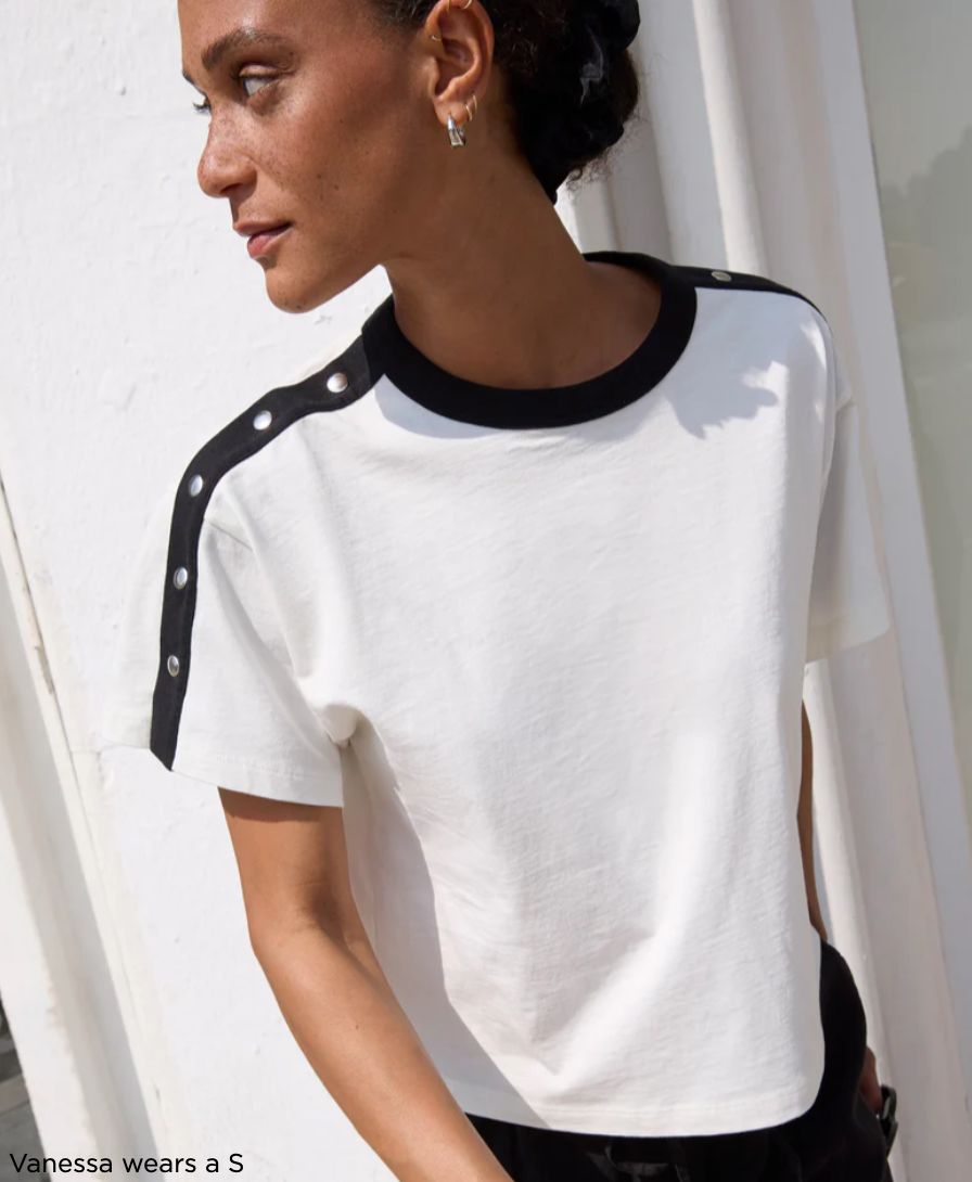 Nation Ada Button Tee Porcelain Color Block Nation Ada Button Tee Porcelain Color Block