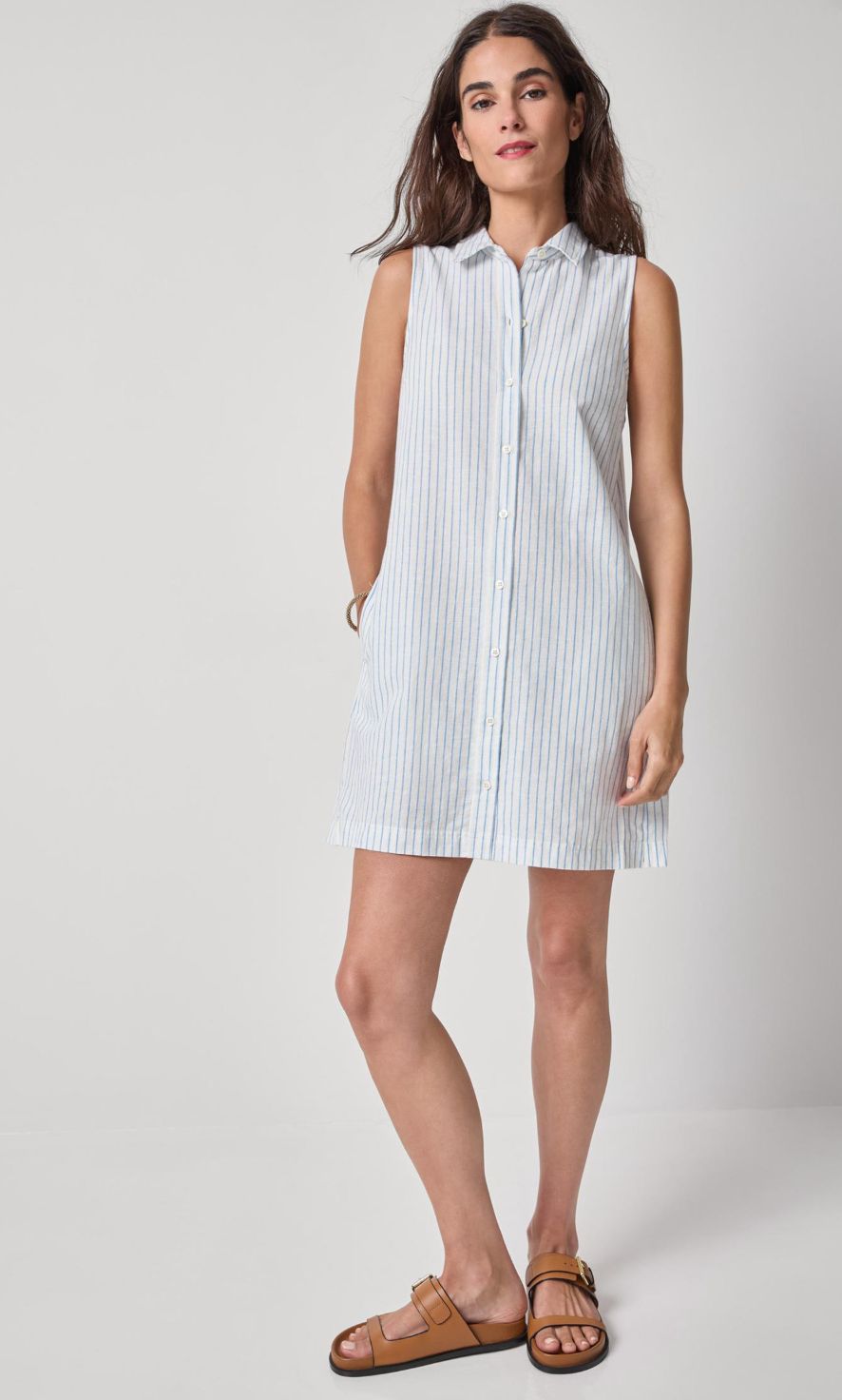 Lilla P Striped Button Down Dress : Capri Stripe