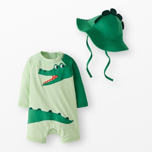 Hanna Andersson Baby Boy Swimsuit Crocodile, Colour: Crocodile Smile, Size: 50 (0-3 months)