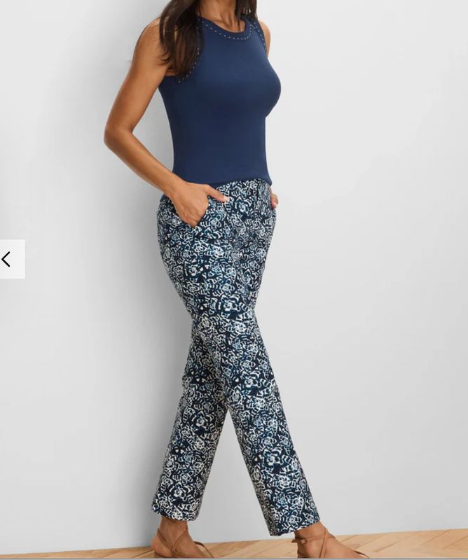 Nic + Zoe Plaza Demi-Boot Shibori Lilies Ankle Pant