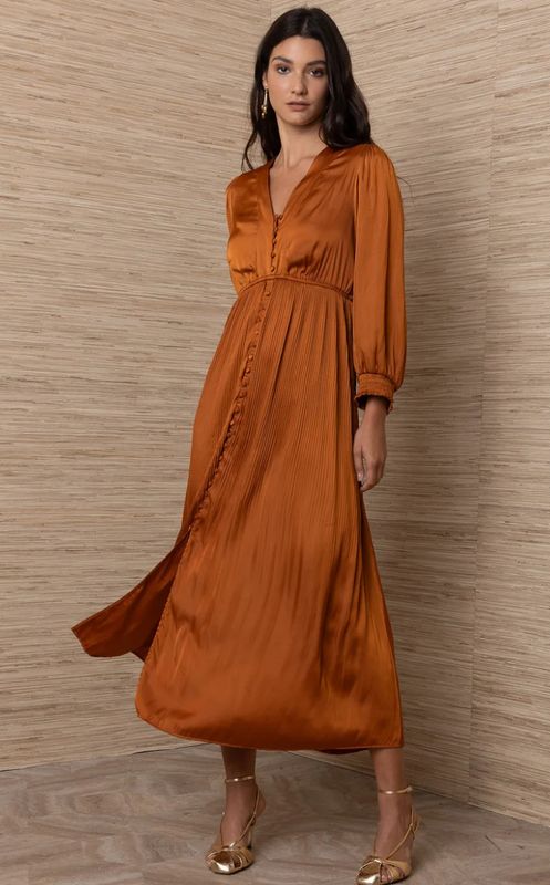 Hale Bob Emryn Charmeuse solid Dress Rust