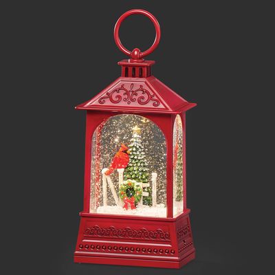 Lighted Swirl Cardinal Noel Scene in Red Lantern Lighted Swirl Cardinal Noel Scene in Red Lantern