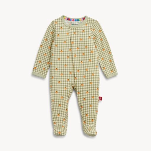 Magnetic Pumpkin Plaid Modal Footie, Size: 0-3M