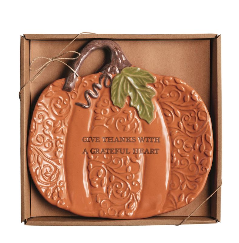 Orange Pumpkin Sentiment Plate