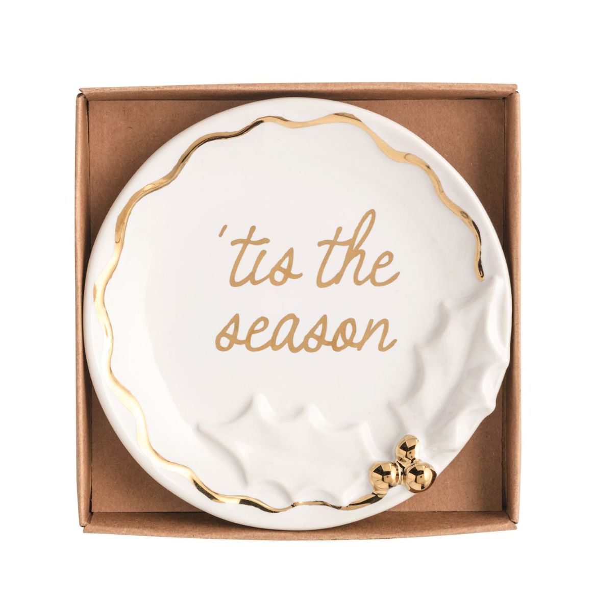 Gold Holly Trinket Dish