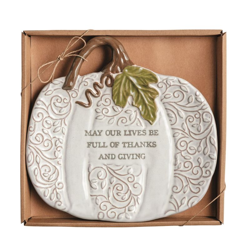 White Pumpkin Sentiment Plate
