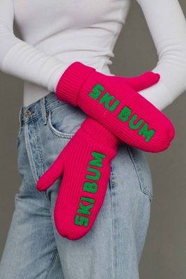 Pink & Green Ski Bum Knit Mittens