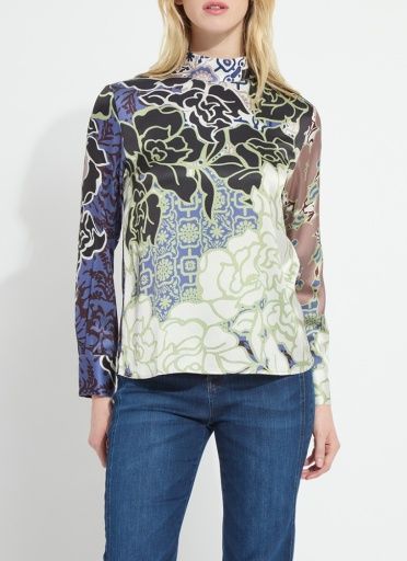 Lysse Seraphina Mock Neck Blouse Garden