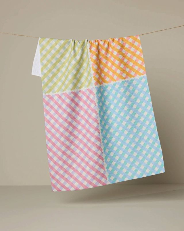 Geometry Patio Check Tea Towel