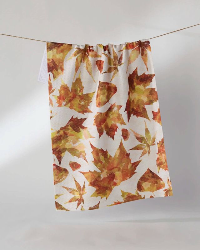 Geometry Painted Fall Tea Towel