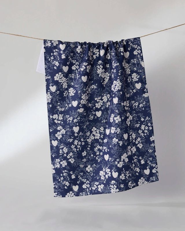 Geometry Midnight Posy Tea Towel